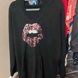 Torrid Black Sweater with Sequin Lips Design